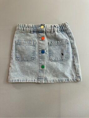 Bobo Choses Girls Denim Skirt Colorful Buttons Size 4-5Y 4T 5T - Light Wash